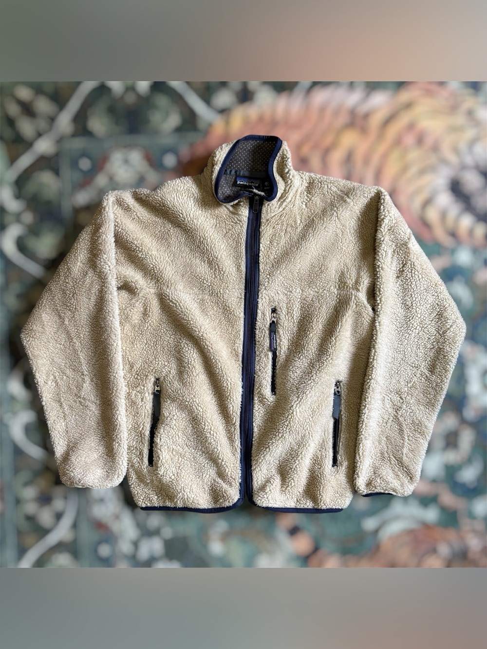 Vintage 1997 Patagonia Retro-X Deep Pile Fleece Jacket Full Zip Oatmeal USA Made